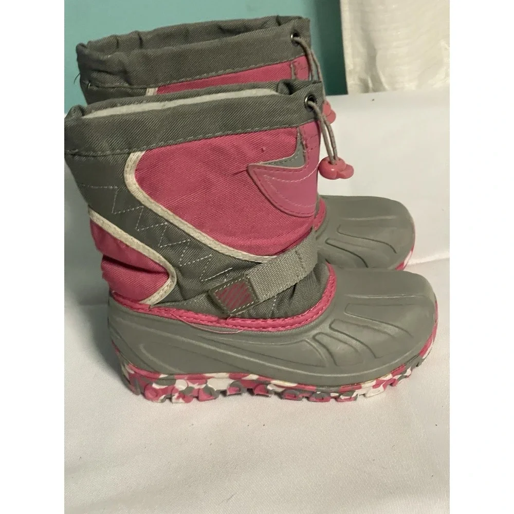 Gray & Pink Snow Boots‎ w/ Fleece Lining -- Little Girls' Size 10 Bin4